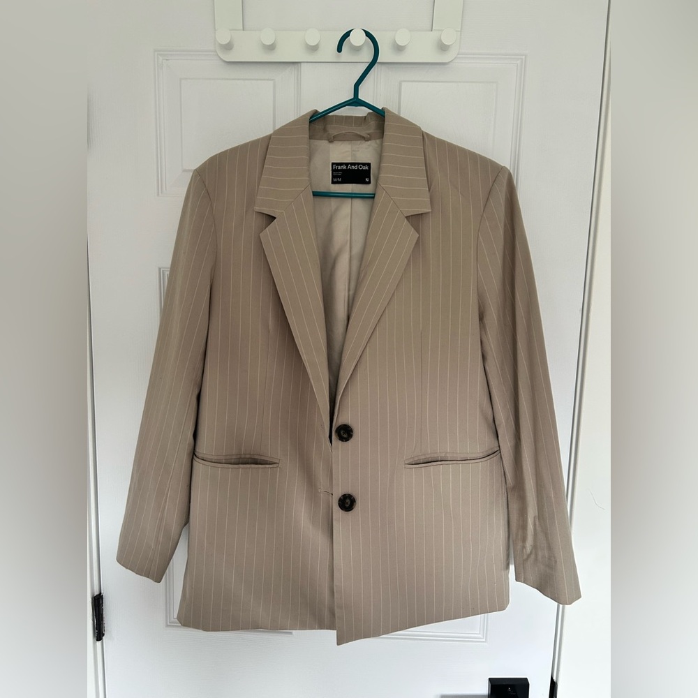 Beige / Tan Pinstripe Blazer from Frank and Oak